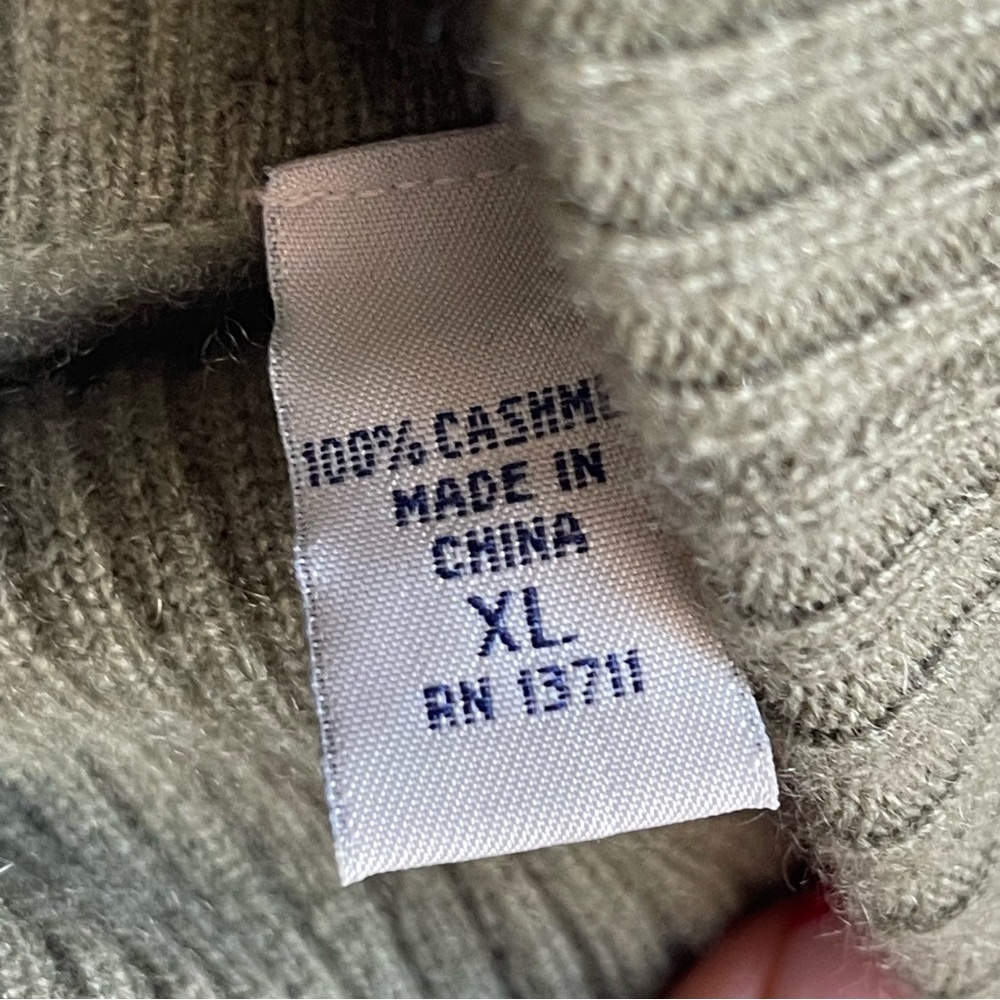 Cashmere Sweater XL Lord and Taylor Sage Green Two Ply Cashmere Turtleneck - Picture 6 of 9